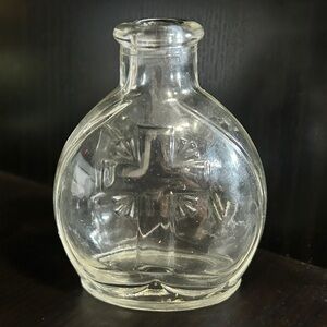 Antique Vintage Holy Water Round 3" Embossed Bottle